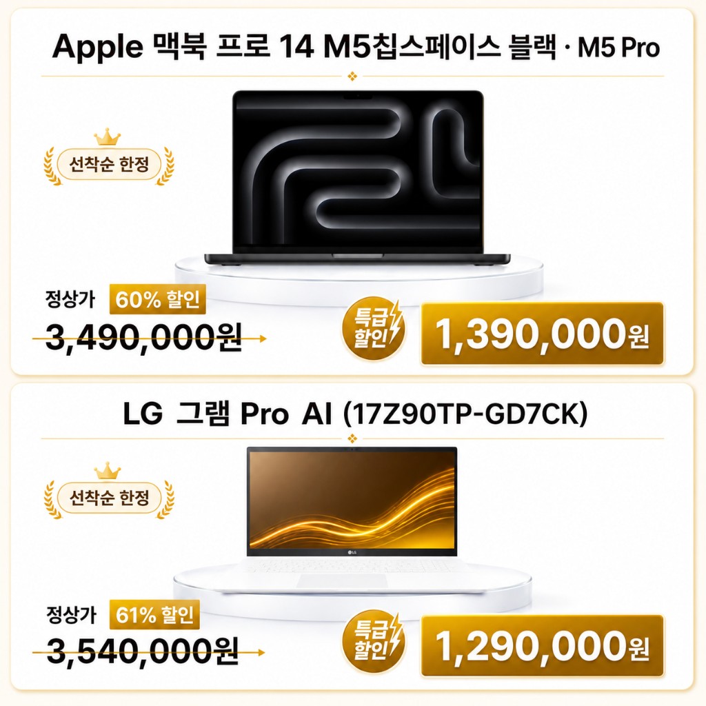 Apple 맥북 프로 및 LG 그램 Pro AI 특가